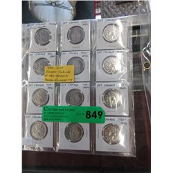 12 Canadian 2002 Golden Jubilee quarters