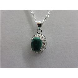 1.70 CT Emerald & Diamond Pendant & Chain