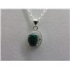 Image 1 : 1.70 CT Emerald & Diamond Pendant & Chain