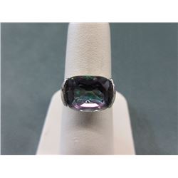 6.10 CT Octagon Mystic Topaz & Diamond Ring