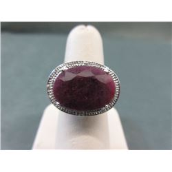 12.5 CT Oval Ruby & Diamond Ring