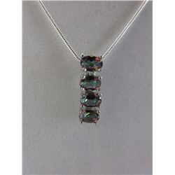 Sterling Silver, Mystic Topaz & Diamond Necklace