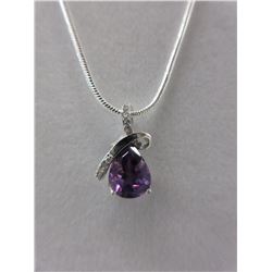 Pear Cut Amethyst & Diamond Necklace