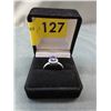 Image 2 : Blue Sapphire & Diamond Solitaire Ring