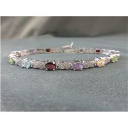 Multi-Gemstone & Diamond Tennis Bracelet