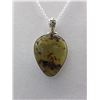 Image 1 : Huge - .925 Sterling Silver Amber Pendant & Chain