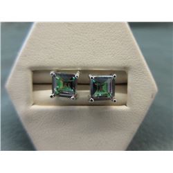 New - Princess Cut Mystic Topaz Earrings