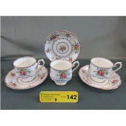3 Royal Albert "Petit Point" teacup & saucer sets