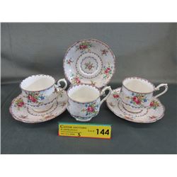 3 Royal Albert "Petit Point" teacup & saucer sets