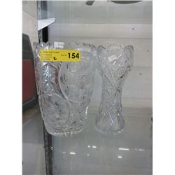 2 Heavy pinwheel crystal vases