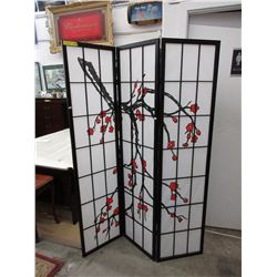 Tri-fold rice paper screen - Cherry Blossom motif