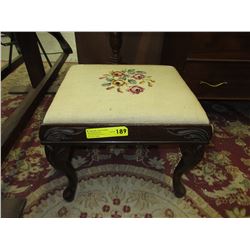 Tapestry top wood foot stool