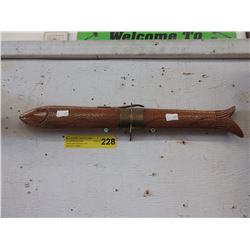 Knife & fork carving set with carved wood handle