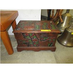 First Nations carved wood chest
