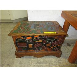 First Nations carved wood chest