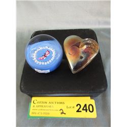2 Art glass paper weights