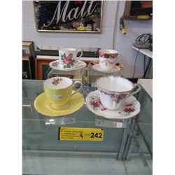 4 Vintage bone china teacup & demitasse