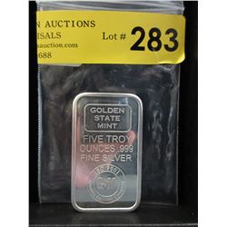 5 Troy Ounce .999 Silver Bar