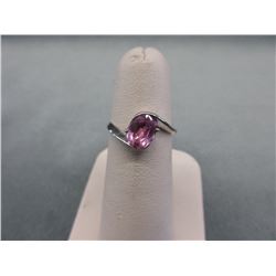 10KT White Gold 1 CT Pink Sapphire Solitaire Ring
