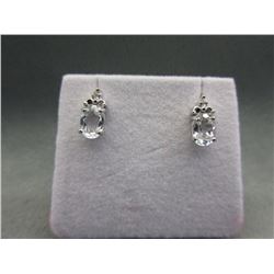 New White Topaz & Diamond Stud Earrings