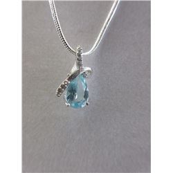 Pear-Cut Blue Topaz & Diamond Necklace Set