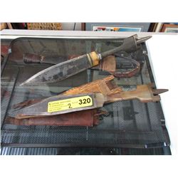 2 Vintage knives with leather sheaths