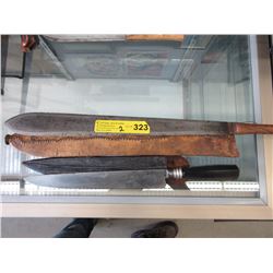2 Vintage knives with leather sheaths