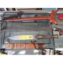 2 Knives with wood sheaths