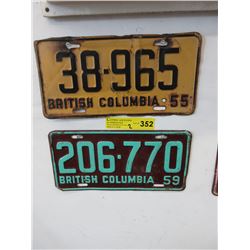 1955 & 1959 BC license plates