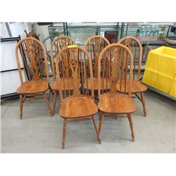 6 Oak "wheel back" Windsor chairs