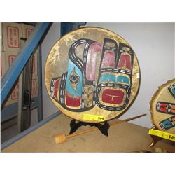 First Nations hide drum with stick