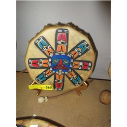 First Nations hide drum with stick