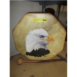 First Nations hide drum with stick