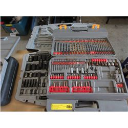 Wrench & socket, & drill bit set - used