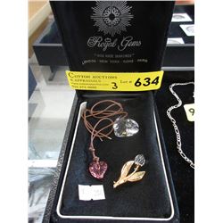 2 Swarovski Crystal Pendants and a Brooch