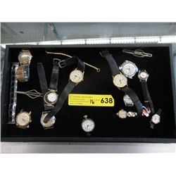 Tray of watches & watch parts - used