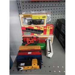 14 Electric train parts & a bag of used toys