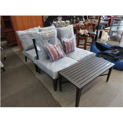 4 Pieces of patio furniture, plus throw cushions