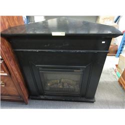 Corner fireplace with electric insert