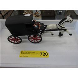 Cast metal horse & carriage