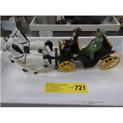 Cast metal horse & carriage