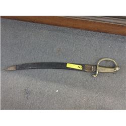 Vintage saber with leather scabbard & brass handle