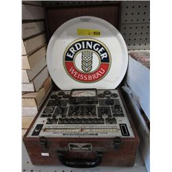 Vintage tube & set tester, & 3 beer tray