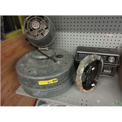 Vintage electronics & a soapstone statue