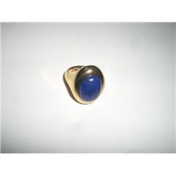 14K GOLD RESIN BLUE STONE LARGE RING TOTAL WEIGHT IS 4 GRAMS!! RING CAME OUT OF SAFE BOX!!