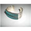 Image 1 : EXTREMELY RARE NATIVE AMERICAN INDIAN *ZUNI TRIBE* SIGNED SILVER & TURQUIOSE BRACELET-SIGNED & STAMP