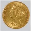 Image 2 : 1904 $5 LIBERTY HEAD HALF EAGLE GOLD PCSS CH BU