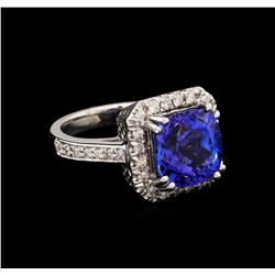 5.73ct Tanzanite and Diamond Ring - 14KT White Gold