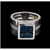 Image 2 : Crayola 4.20ct Blue Topaz and White Sapphire Ring - .925 Silver