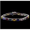 Image 1 : 17.59ctw Multi Gemstone and Diamond Bracelet - 14KT White Gold
